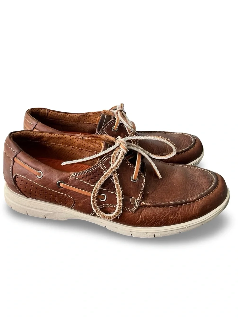 Clarks Jarwin Edge Boat Shoes Brown Leather Men’s Sz 8.5